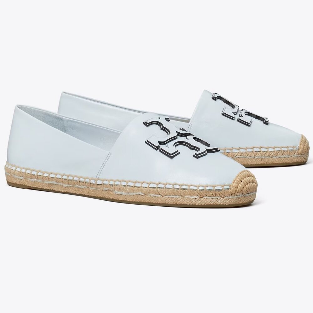 Tory Burch $228 Ines Espadrille Flats Pale Icy Blue Leather 9.5 10 - Picture 3 of 8